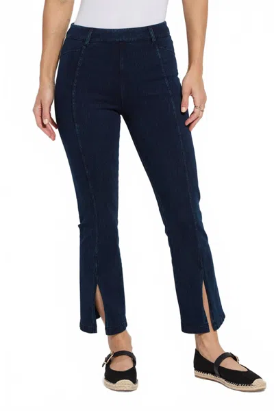 LYSSÉ WOMEN'S BRITT FLARE SPLIT ANKLE DENIM JEAN IN NAVY BLUE