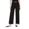 Lyssé Denver Faux Leather Waist Ponte Wide Leg Pants In Black