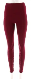 Lyssé Women's Elastic Wide Waistband Solid Stretch Nylon Knit Leggings In Wine Red In Multi