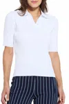 Lyssé Kenzie Ribbed Knit Polo In White
