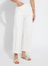 Lyssé Women's Noah High Waist Crop Wide Leg Fringe Jean In Ecru White