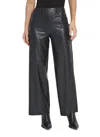 Lyssé High Waist Vegan Leather Wide Leg Pants In Kohl Black In Black