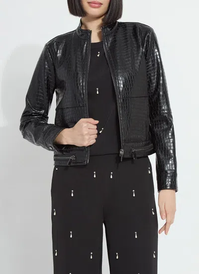 Lyssé Yara Embossed Vegan Leather Moto Jacket In Black