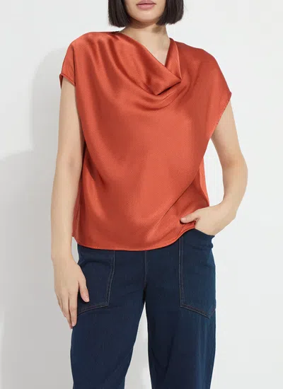Lyssé Yasmin Drape Neck Sleeveless Blouse In Orange