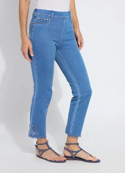 Lyssé Yori Eyelet Straight Leg Crop Denim (plus Size, 26" Inseam) In Blue