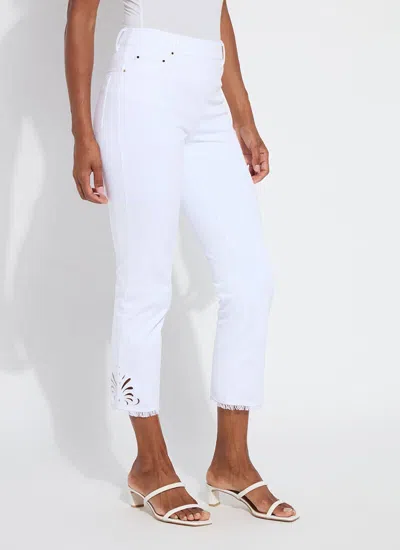 Lyssé Yori Eyelet Straight Leg Crop Denim (plus Size, 26" Inseam) In White