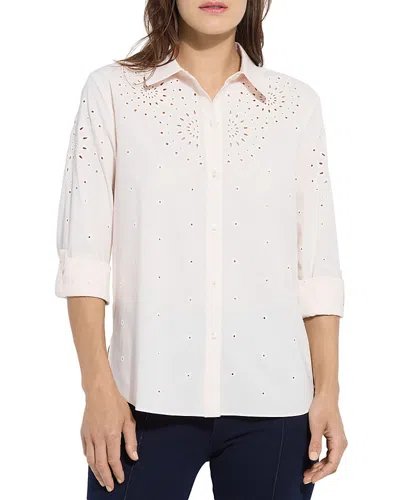 Lyssé Zelie Eyelet Embroidered Shirt In Seed Pearl