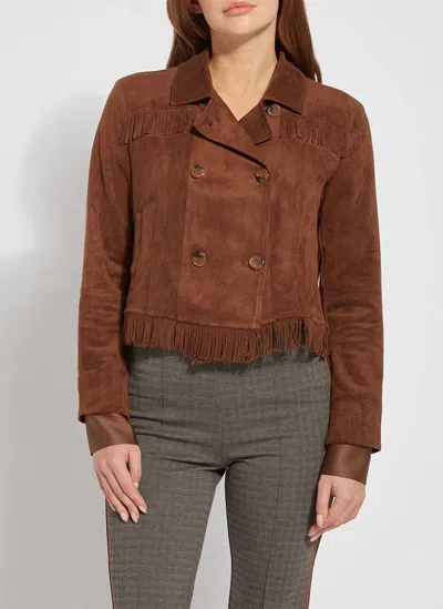 Lyssé Zora Fringe Suede Jacket In Bronze In Gold