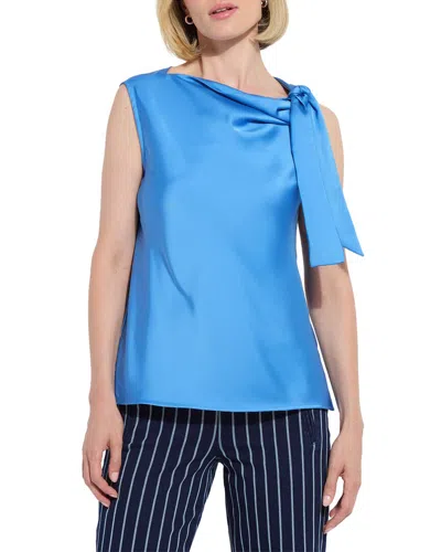 Lyssé Zulena Bow Tie Neck Top In Blue