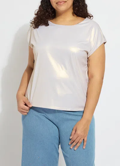 LYSSÉ LYSSENTIAL METALLIC JERSEY TOP CURVY