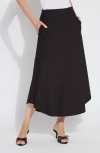 Lyssé Drapey Ponte A-line Midi Skirt Curvy In Black