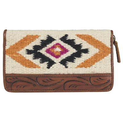 M&f Western Women's Blanket Wallet With Tooled Trim In Natural Multi In Brown
