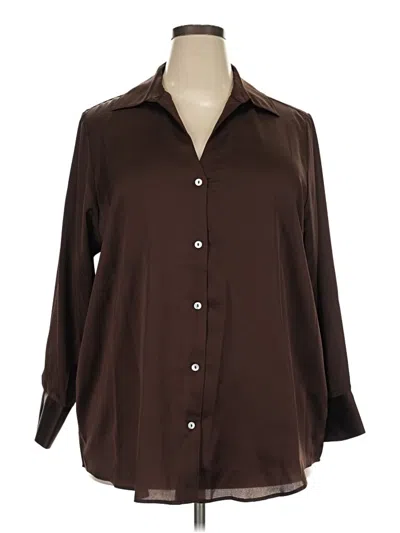 Pre-owned M&s 3/4 Sleeve Blouse In Brown
