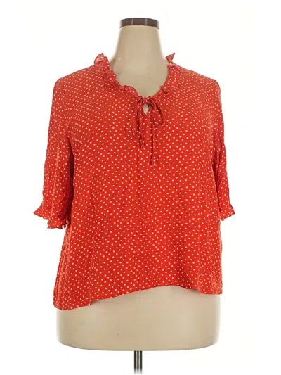 Pre-owned M&s 3/4 Sleeve Blouse In Red