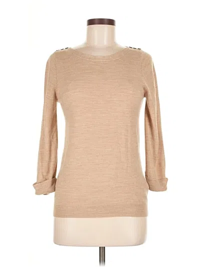 Pre-owned M&s 3/4 Sleeve Top Tan Boatneck Tops In Brown