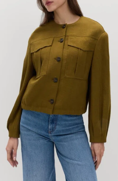 M&s Collarless Jacket In Green