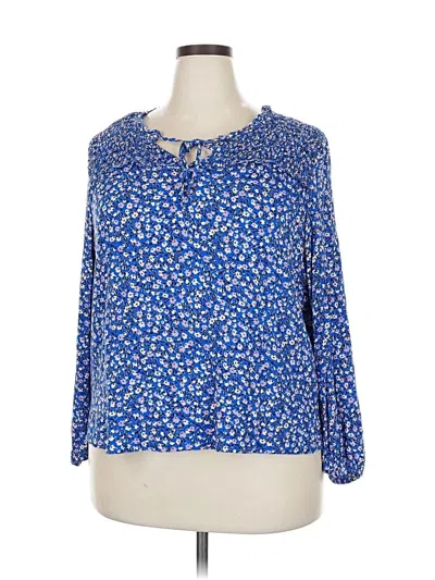 Pre-owned M&s Collection 3/4 Sleeve Blouse In Blue