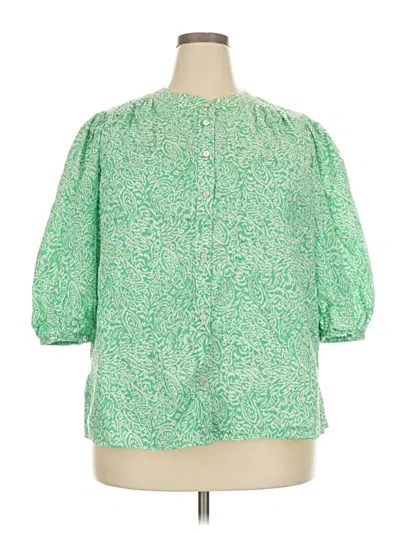 Pre-owned M&s Collection 3/4 Sleeve Blouse In Green