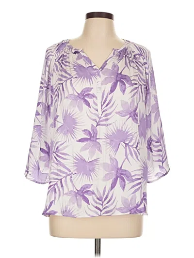 Pre-owned M&s Collection 3/4 Sleeve Blouse In Purple