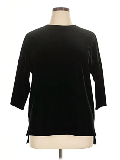 Pre-owned M&s Collection 3/4 Sleeve Top Black Boatneck Tops