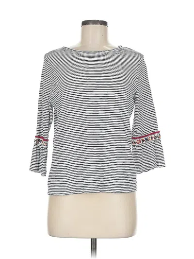 Pre-owned M&s Collection 3/4 Sleeve Top Gray Boatneck Tops