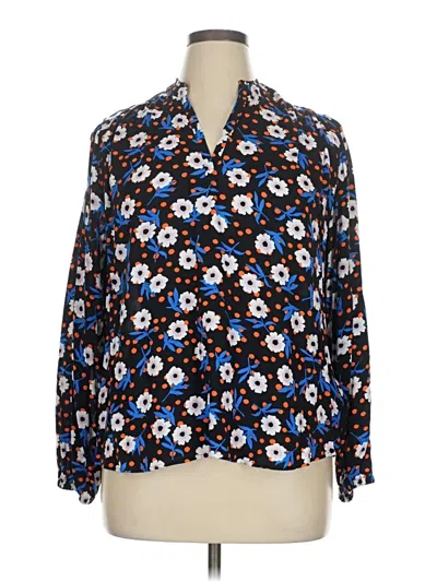 Pre-owned M&s Collection Long Sleeve Blouse In Blue