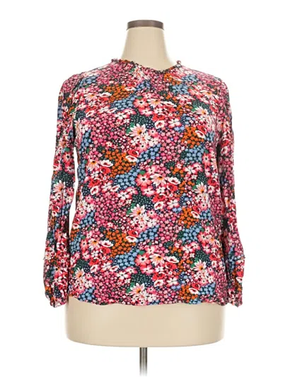 Pre-owned M&s Collection Long Sleeve Blouse In Red