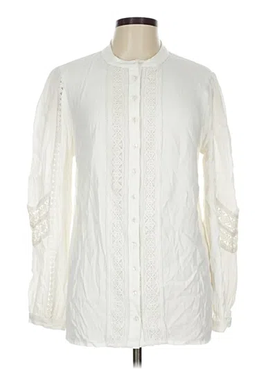 Pre-owned M&s Collection Long Sleeve Blouse In White