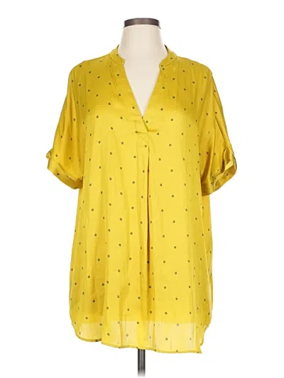 Pre-owned M&s Collection Short Sleeve Blouse In Yellow