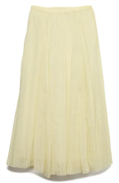 M&s Crinkle Midi Skirt In Yellow