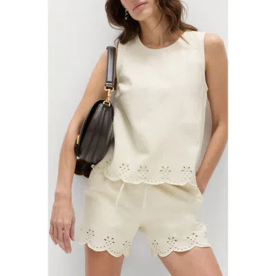 M&s Denim Cutwork Tank In Neutral