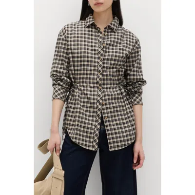 M&s Drawstring Waist Cotton Shirt In Multi