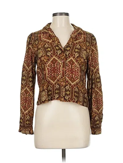 Pre-owned M&s Long Sleeve Blouse In Brown
