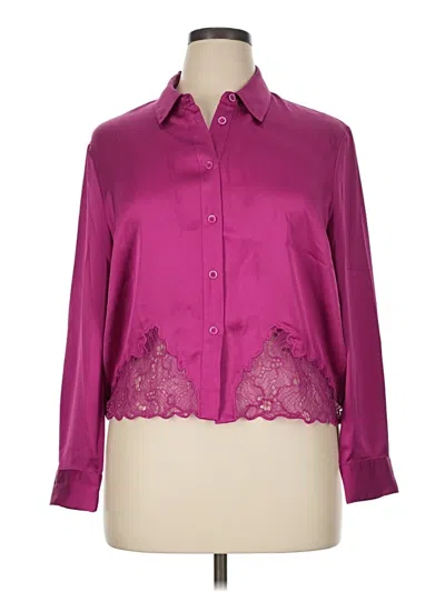 Pre-owned M&s Long Sleeve Blouse In Burgundy