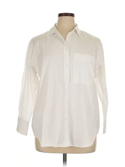 Pre-owned M&s Long Sleeve Button Down Shirt In White