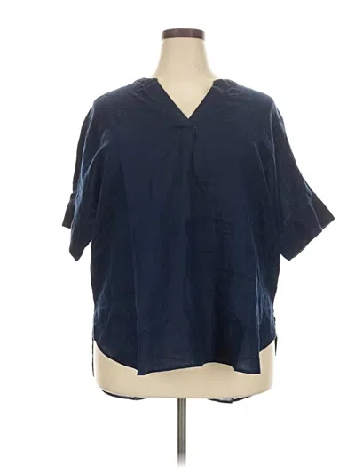 Pre-owned M&s Short Sleeve Blouse In Blue