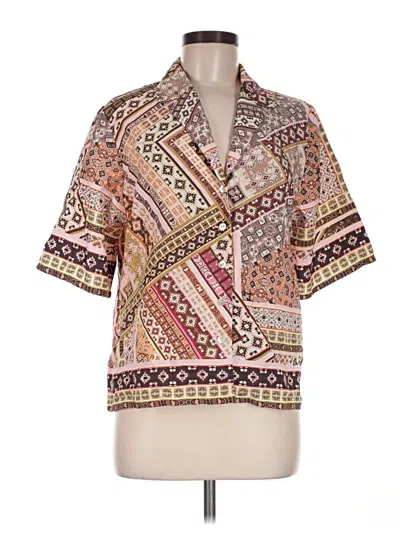 Pre-owned M&s Short Sleeve Blouse In Brown
