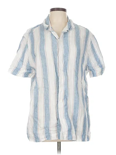 Pre-owned M&s Short Sleeve Button Down Shirt In Blue