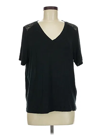 Pre-owned M&s Short Sleeve Top Black V-neck Tops