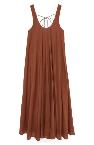 M&s Volume Sleeveless Maxi Dress In Brown