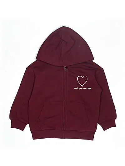 Pre-owned M&s Kids' Zip Up Hoodie In Burgundy