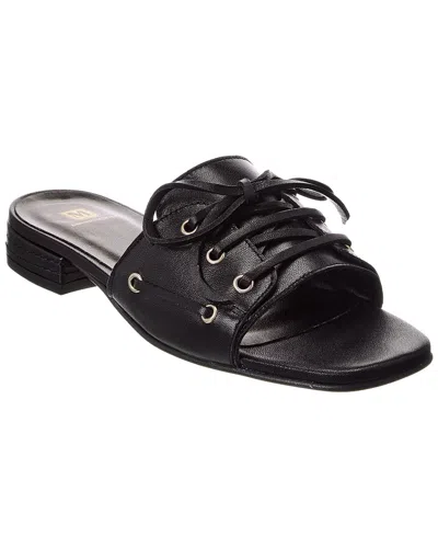 M By Bruno Magli Ivette Leather Flat Sandal In Black