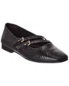 M By Bruno Magli Melia Snake-embossed Leather Flat In Black