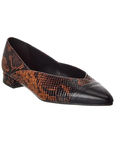 M By Bruno Magli Parma Snake-embossed Leather Flat In Brown