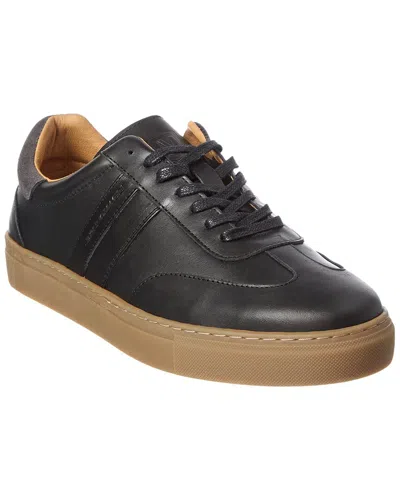 M By Bruno Magli Ryan T Toe Leather Sneaker In Black