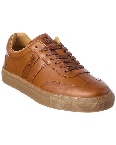 M By Bruno Magli Ryan T Toe Leather Sneaker In Brown