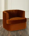 M By Hooker Furnishings Velvet Channel-tufted Swivel Chair In Cognac