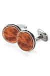 M Clip Bubinga Cuff Links In Stainless Steel/ Bubinga Brown