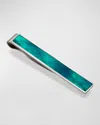 M Clip Men's Teal Mother-of-pearl Tie Bar In Silver