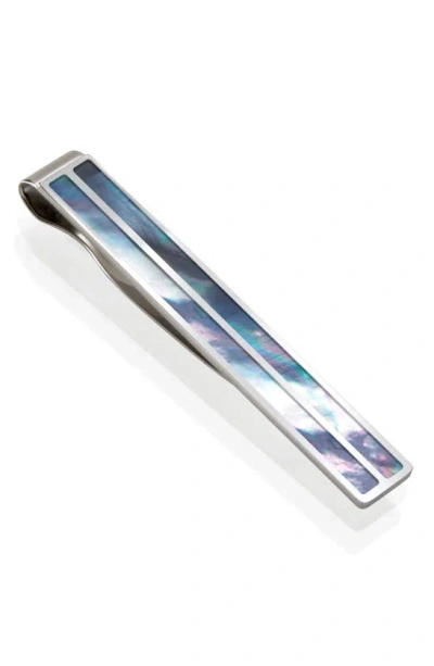 M Clip Mother-of-pearl Tie Bar In Silver